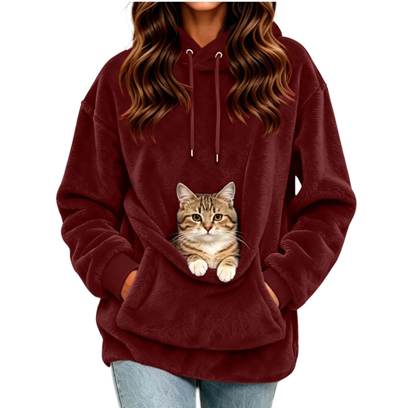 KHIRVWL Felpa Donna con Cappuccio Oversize Streetwear Cotone Felpe Sportive | Tessuto Confortevole, Design Basic, Vestibilità Larga, Facile da Abbinare, Perfetta per Casa, Viaggi e Passeggiate