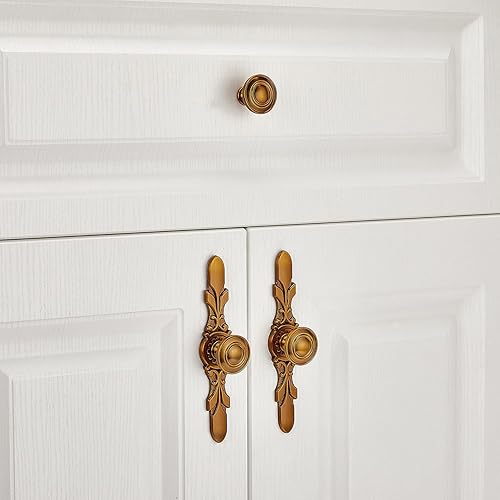 Miniatura 6 de Aandxomk - Juego de 10 pomos de latón antiguo de 1.25 pulgadas, herrajes de gabinete de cocina, puerta de armario, cajón de metal, escritorio,