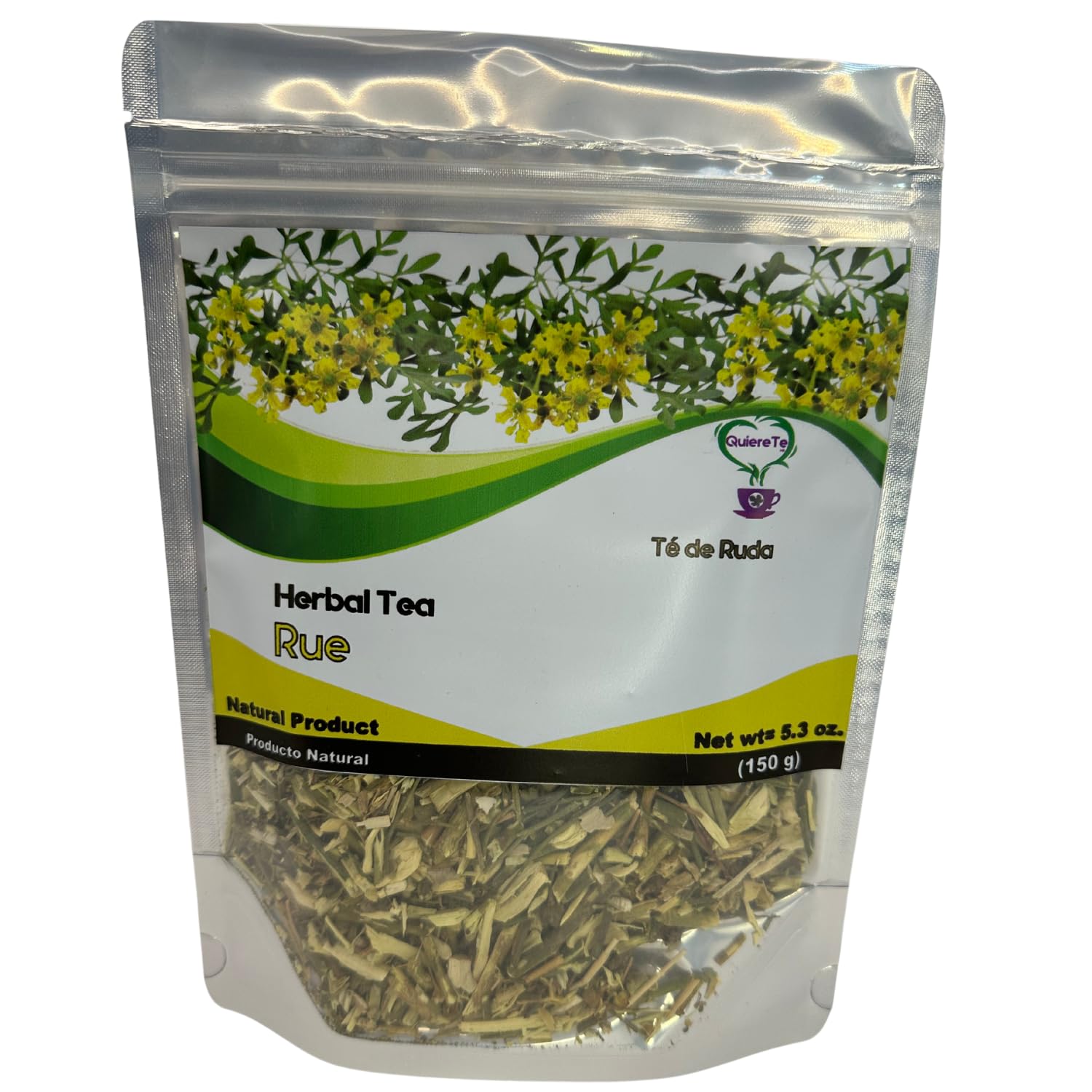 Rue Tea, Te de Ruda, Quiere Te, 5.3 Oz (150 Grams) Up to 100 Cups, Herbal Tea, Rue Dried Herb, Resealable Bag, Product From Mexico, 100% Natural