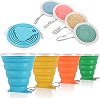 Vista 10 de ME.FAN Taza de viaje plegable de silicona - Taza de camping plegable con tapas de silicona - Juego de tazas de beber expandibles - Portátil