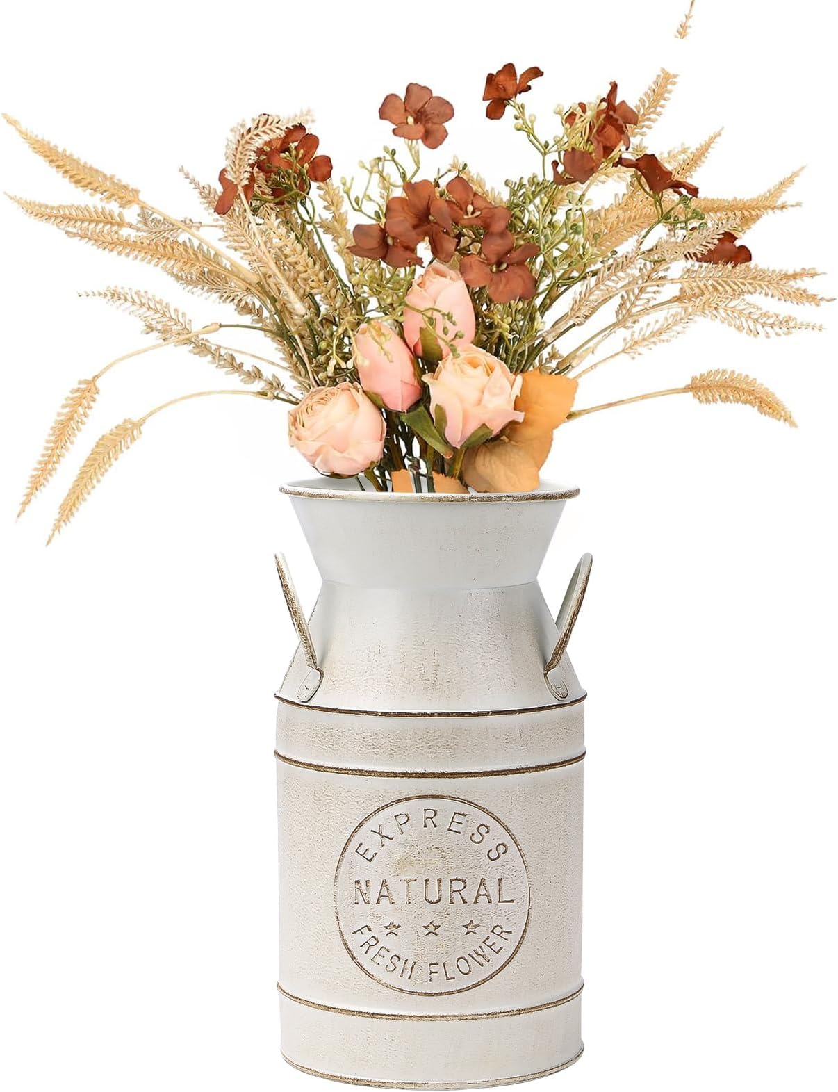 Yoillione Metal Flower Vase, Rustic Jug Flower Vase Vintage