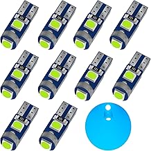 YOUNLEN 10 Pieces T5 W3W Ampoule à 2721 27 37 286 PC74 LED,12V,20LM,0.7W,Puces 3SMD 3030,pour éclairage intérieur de Voiture Tableau de Bord Remplacement de Lampe d'instrument Automatique(Bleu Ciel)