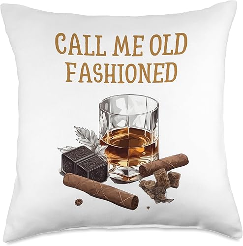 Miniatura 5 de Whiskey Tees & Old Fashioned Whiskey Apparel Call Me Old Fashioned Lovers - Almohada divertida de whisky, 16 x 16 pulgadas, multicolor