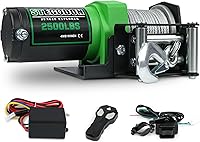 Vista 1 de Cabrestante eléctrico ATV/UTV de 2500 libras, cabrestante de cable de acero impermeable de 12 V, cabrestante eléctrico con control remoto con cable