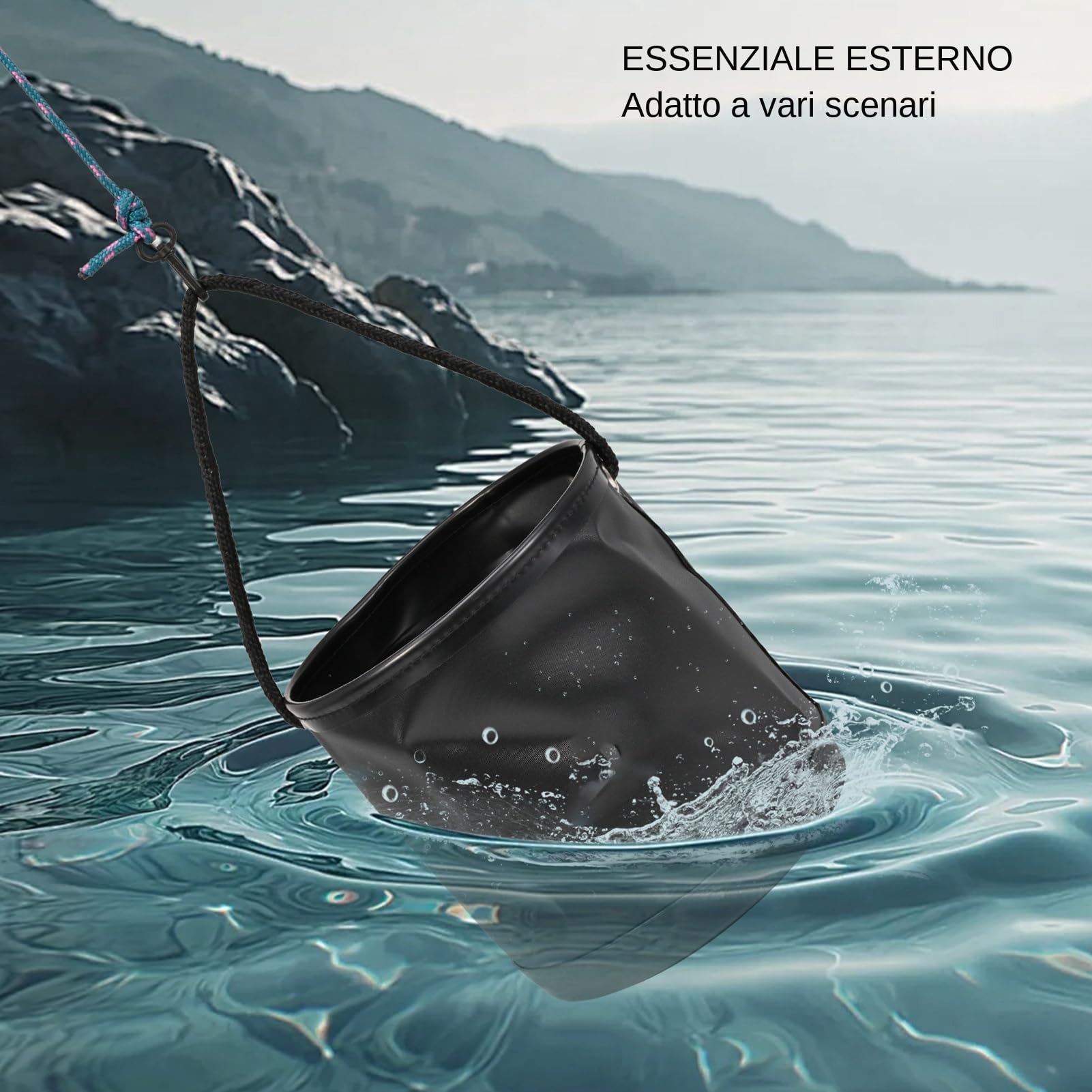 Secchio pieghevole da pesca, secchio per acqua pieghevole - Vaso salvaspazio per esterni da 4,5 litri - Contenitore per l'acqua a secchiello pieghevole, vaso per l'acqua da esterno salvaspazio, conten