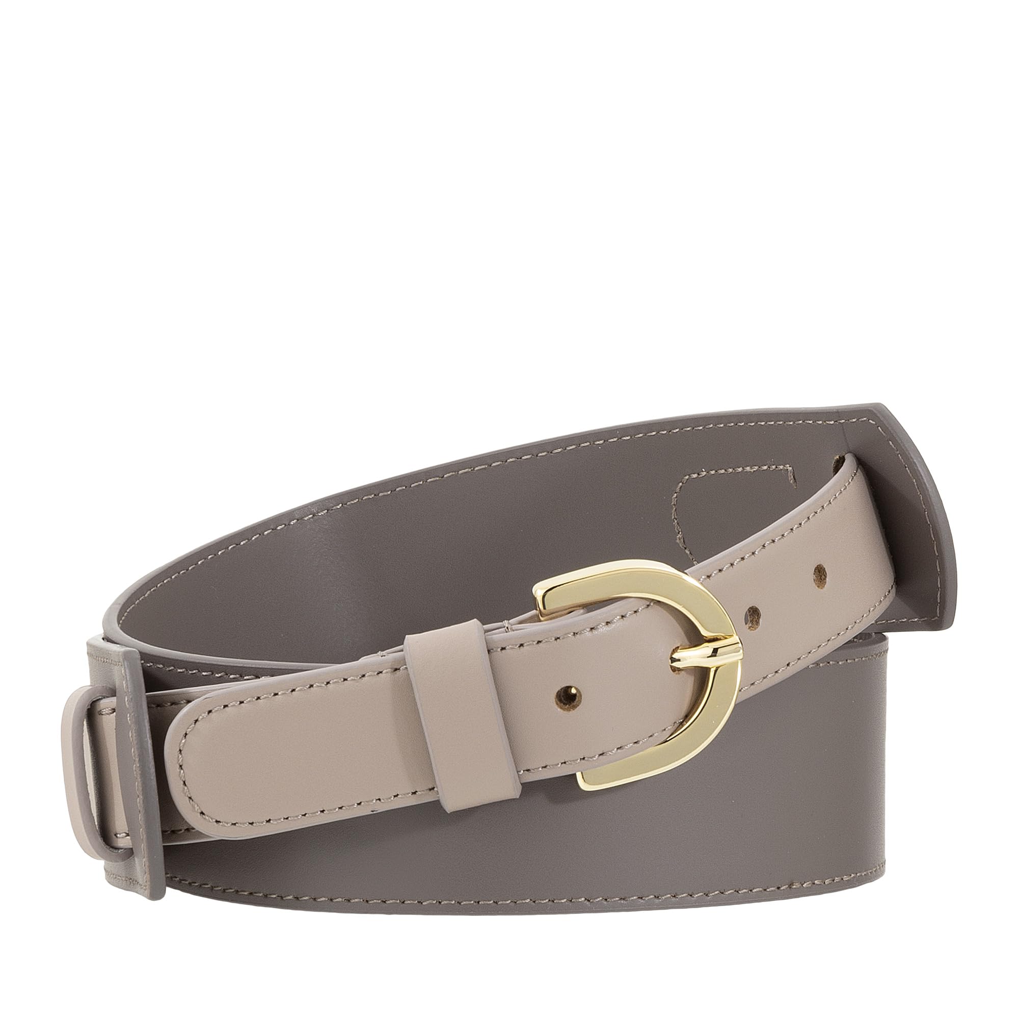DUDU Cintura in Pelle Donna Made in Italy, H 40mm, con Fibbia Metallica, Larghezza 4cm, Cintura Elegante per Vestito, Pantalone Taupe da 90 cm