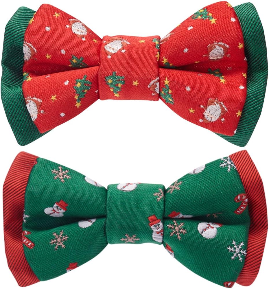 Blueberry Pet Box with Pack of 2 Handmade Dog Cat Bow Tie, Stay Festive Bowtie Set, 3" * 2" image 3