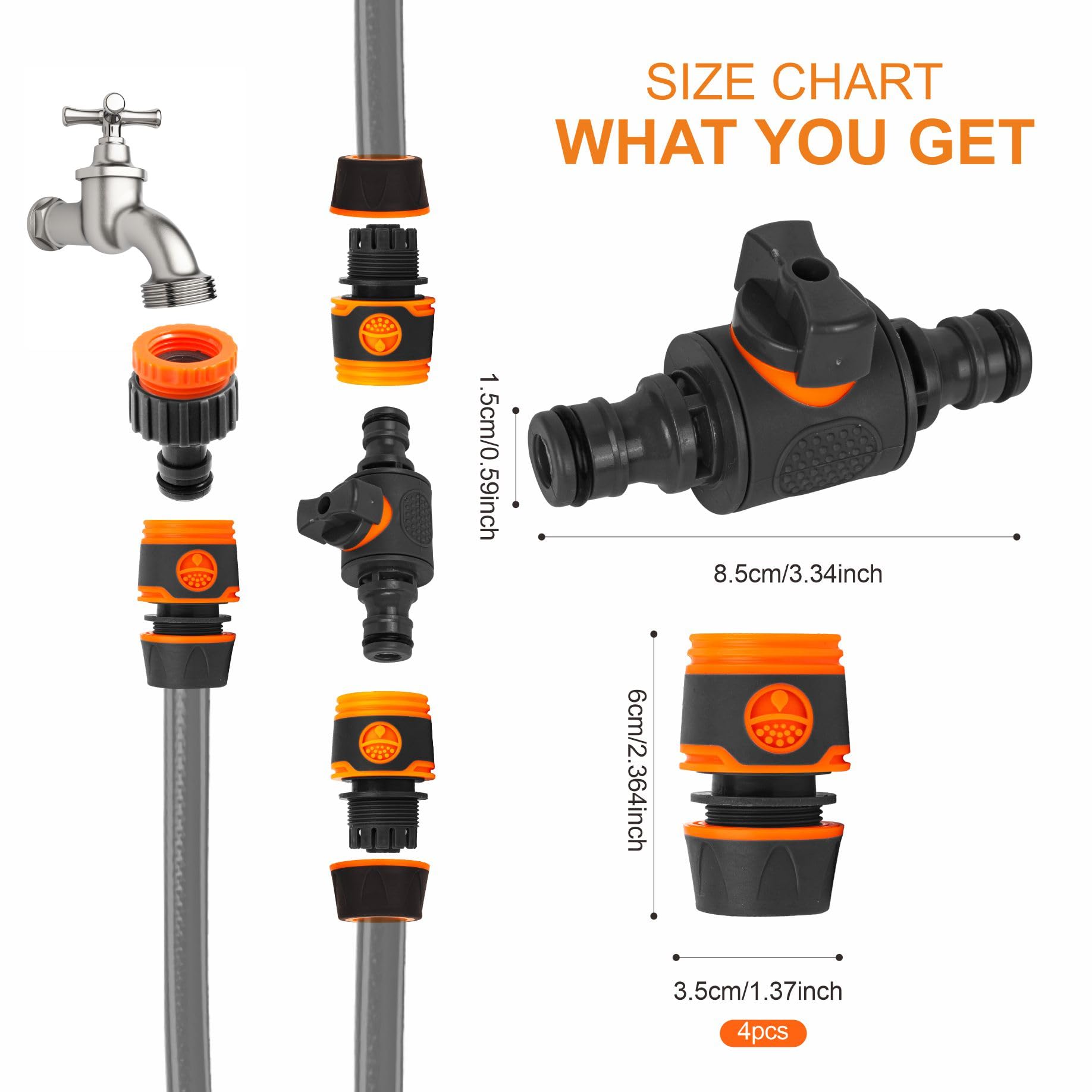 ZSYIULIA Quick Release Hose Connector with Switch Valve Quick Connection in Line Water Shut Off Valve Fitting for Garden Hoses Watering Systems & Outdoor Taps - Image 2