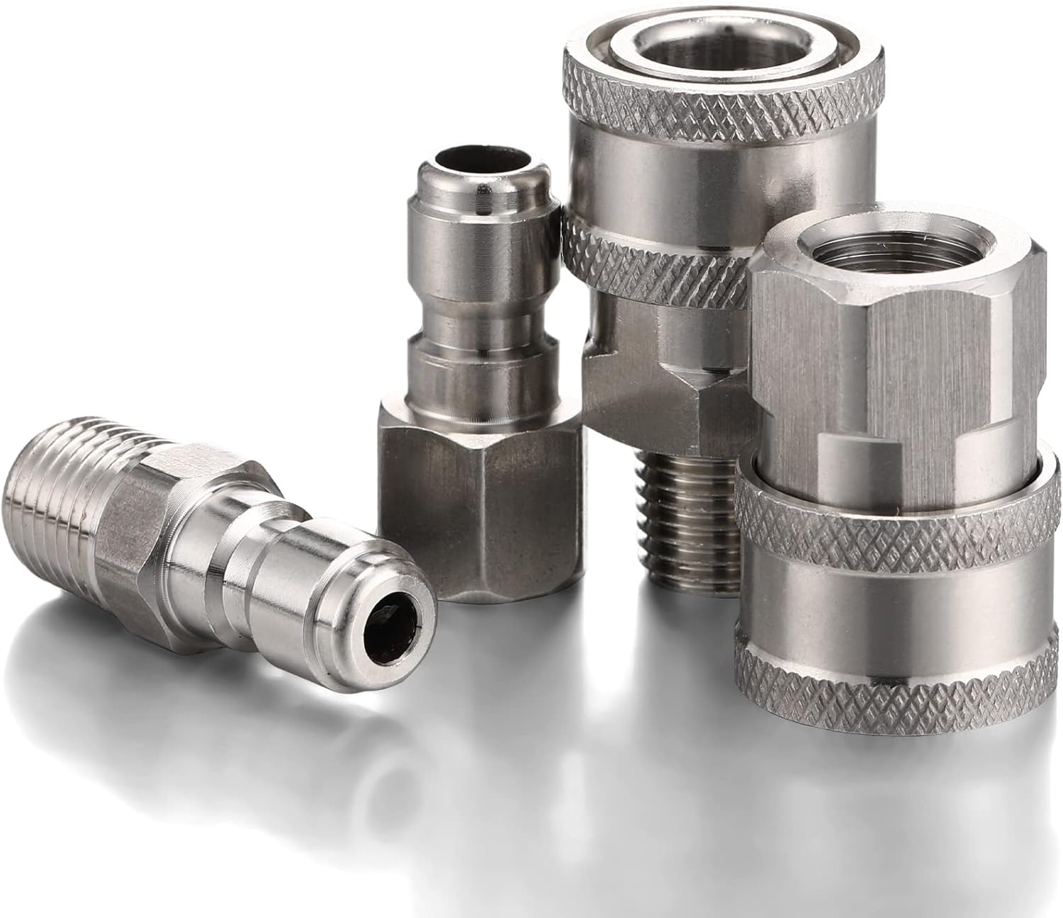 Shimeyao 4 Sets NPT 1/4 Inch Pressure Washer Coupler Quick Connect Plug Male Female 1/4 Quick Connect Fittings Pressure Washer Adapters Accessories(Internal Thread, External Thread)