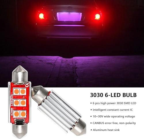 Miniatura 3 de Phinlion - Bombilla superbrillante 578 LED 3030 6-SMD, Festoon 41 mm, 42 mm, bombillas 211-2 212-2 214-2 para el interior del automóvil, domo de la