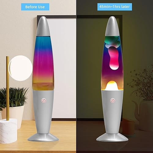 Miniatura 2 de Lámpara de magma arcoíris con base plateada para adultos y niños como luz nocturna, lámpara de movimiento líquido de 13 pulgadas, decoración