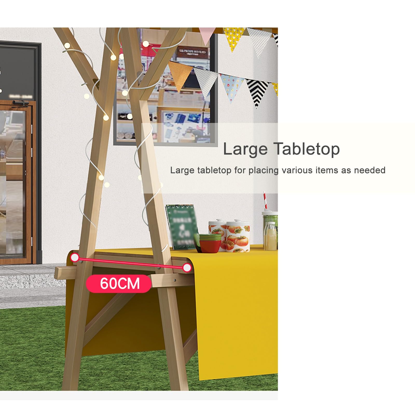 Faltbarer Verkaufsständer Kiosk Display Trolley mit Baldachin Kommerziell Business Mobile Marktstand Wagen Verkäufer Leicht auf Rädern 150cm