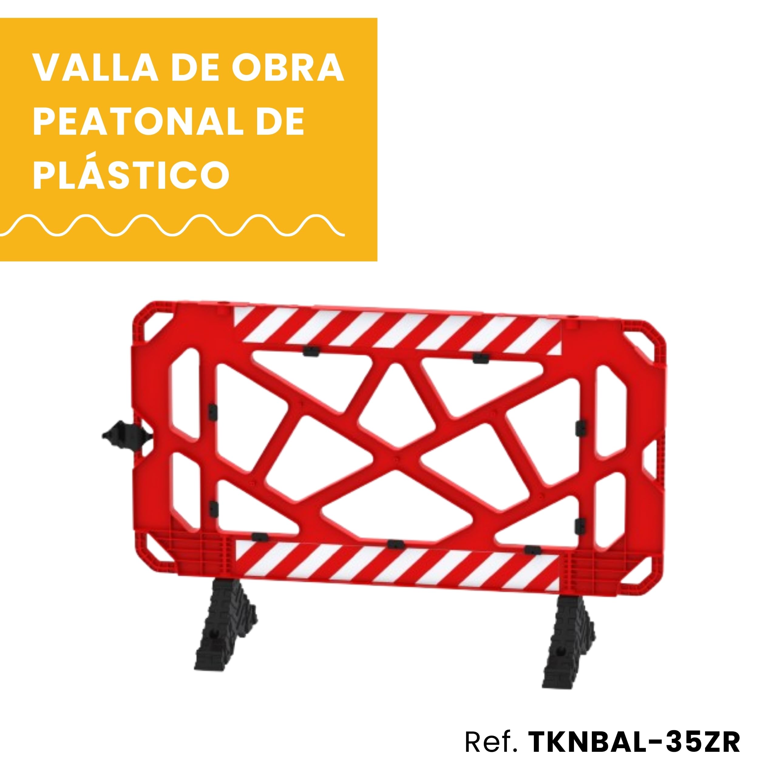 Valla de Obra Peatonal de Plástico 150 cm Rojo 1 Unidad
