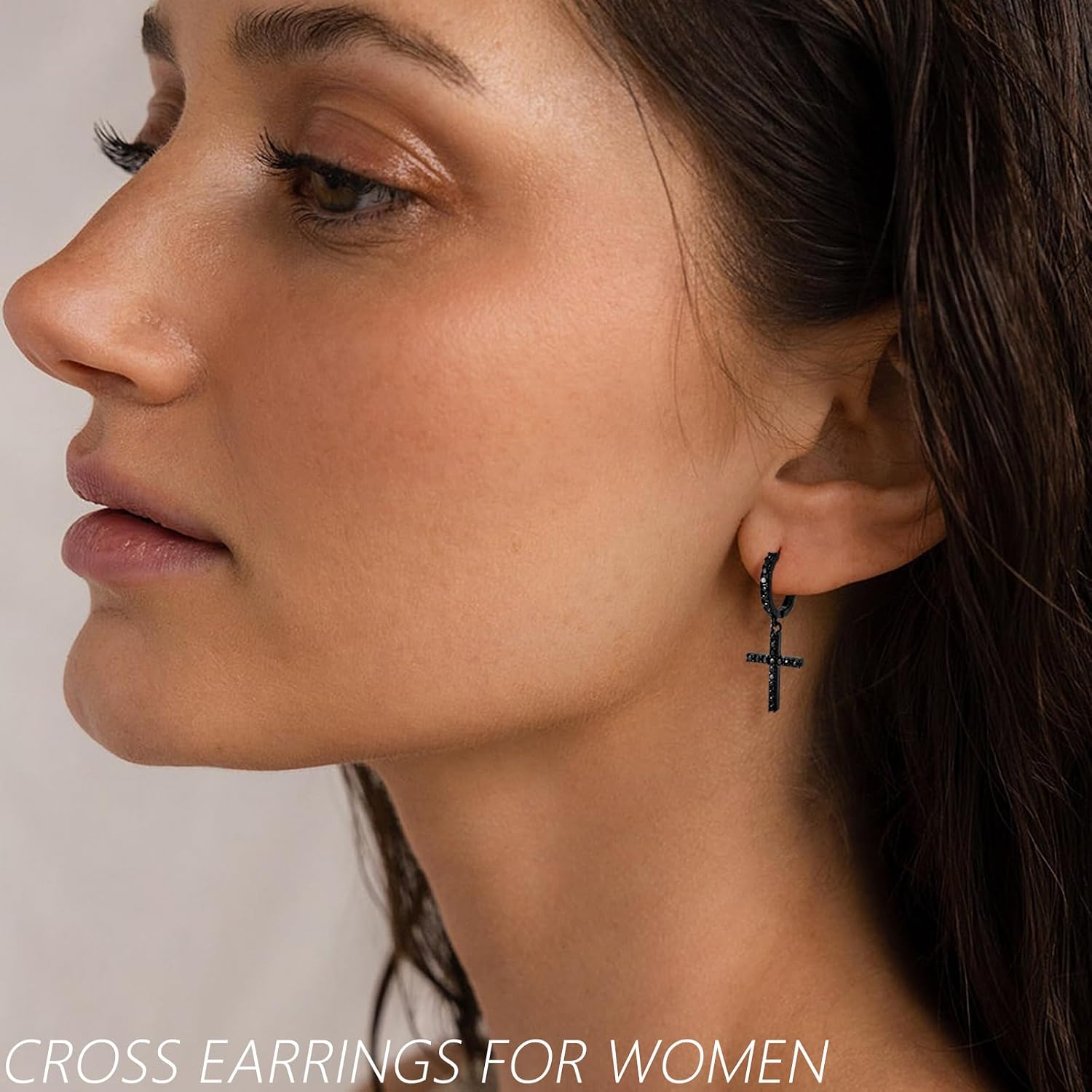 Me&Hz Cross Dangle Earrings for Women Men Cross Huggie Hoop Earrings