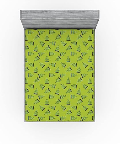 Miniatura 5 de Lunarable Sábana bajera de camuflaje, diseño clásico de camuflaje sencillo en tonos verdes, funda de cama con bolsillo profundo elástico para mayor