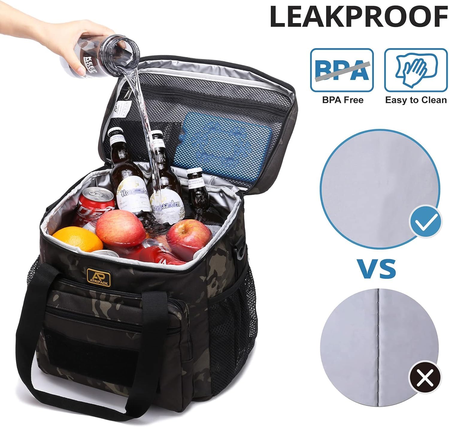 Borsa Portapranzo Tattica Uomo 12L | Isolata Termica, MOLLE, Impermeabile, Marrone, Con Tracolla E Tasca Per Bottiglia - 4