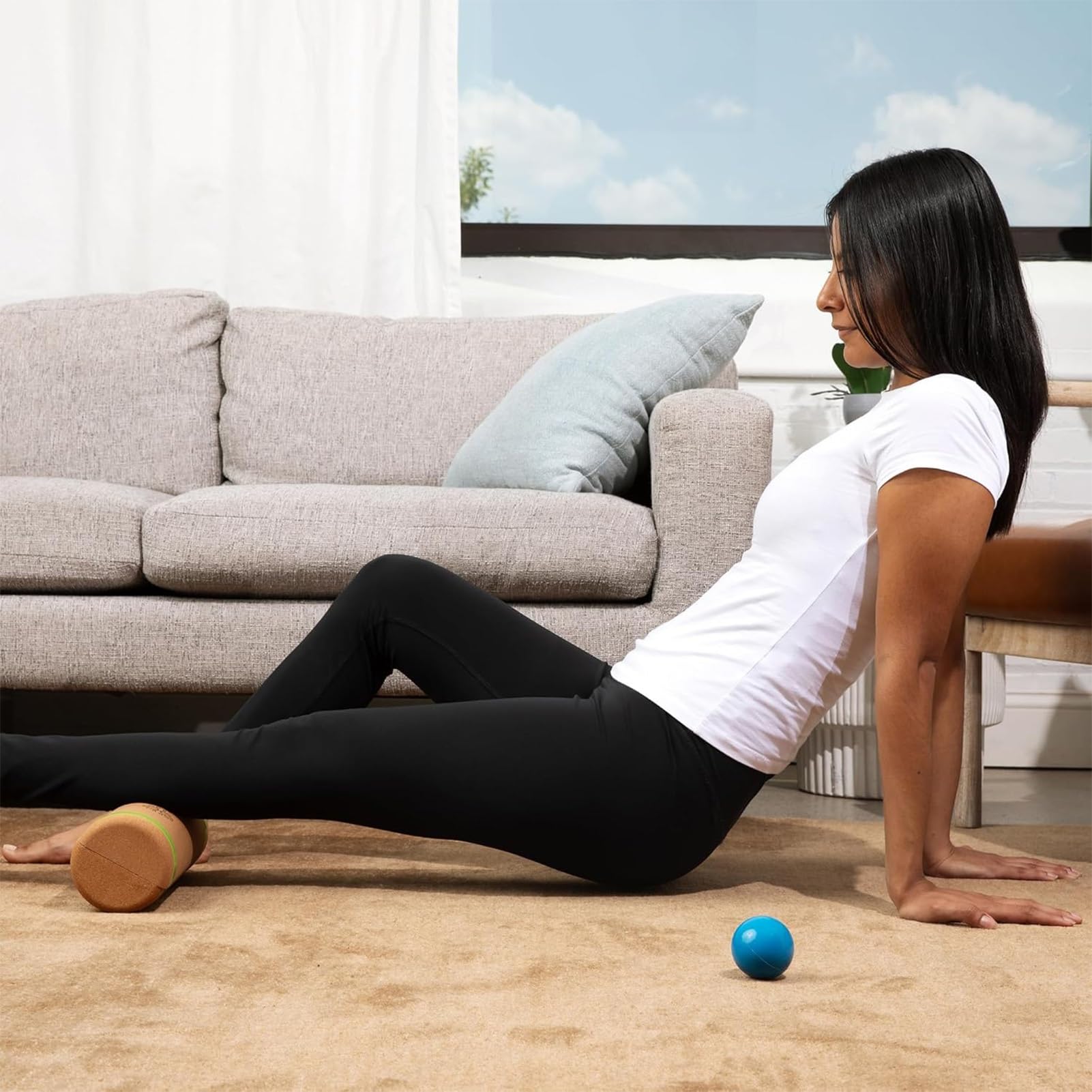 Balance Board della Caviglia Sughero Rullo per Fasce con Palla Fasciale Fasce di Resistenza per l'equilibrio, Stabilità Forza dei Piedi Allenamenti in Palestra a Casa