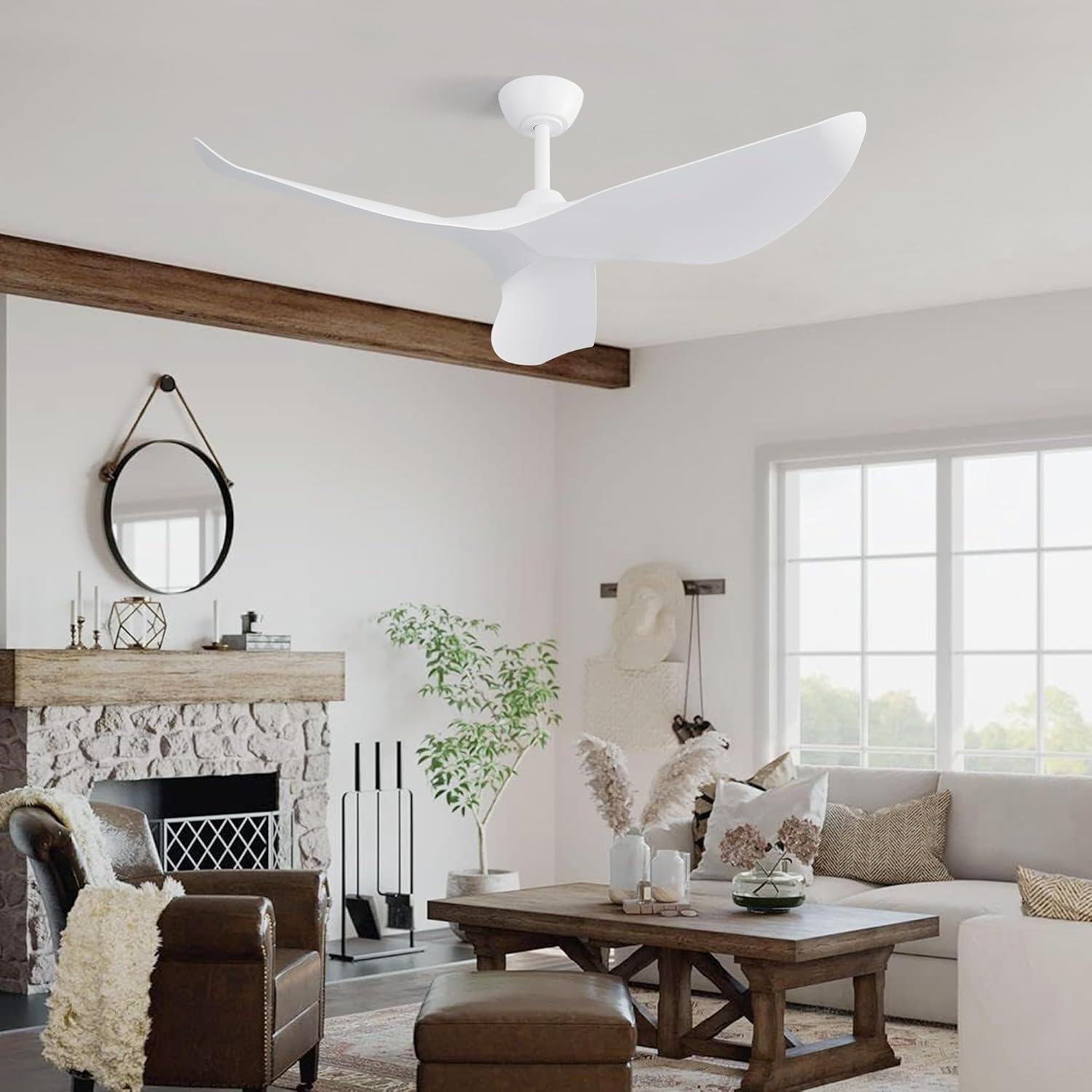 Outdoor Ceiling Fans 38 Inch Ceiling Fan Without Light, Modern with DC Motor Remote Control for Bedroom, Living Room