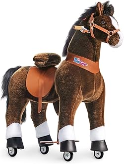 PonyCycle Horse Ride on Toys for Kids Riding Large Horse Rocking Horse (with Brake/42.5" Height/Size 5 for Age 7-12) Ride-on Animals Plush Pony Toys No Electricity Ux521