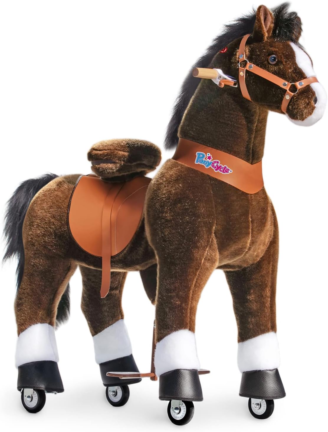 Horse Ride on Toys for Kids Riding Large Horse Rocking Horse (with Brake/42.5" Height/Size 5 for Age 7-12) Ride-on Animals Plush Pony Toys No Electricity Ux521