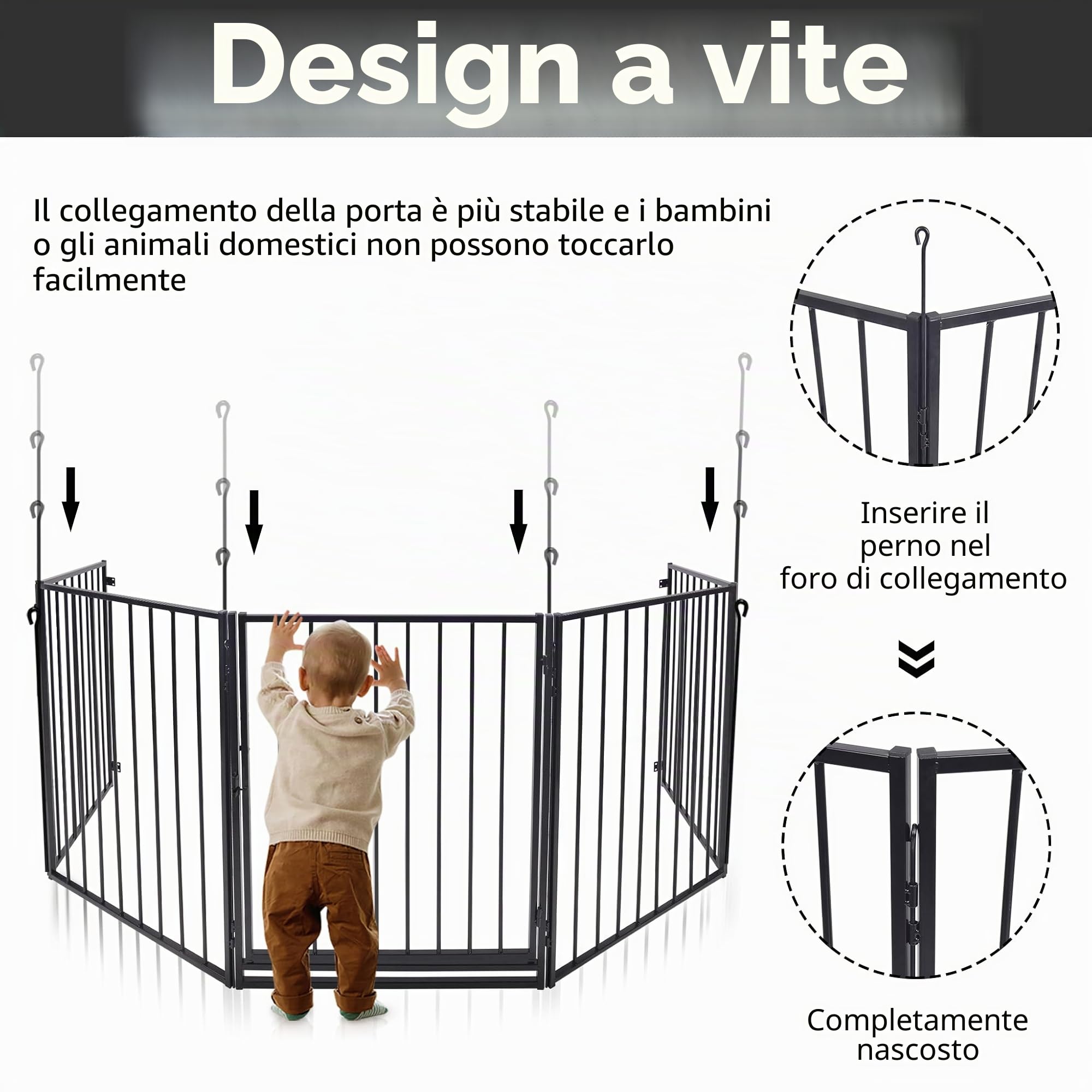 Hengmei - Griglia di protezione per camino per bambini, pieghevole, griglia di protezione per sportelli e forni per bambini