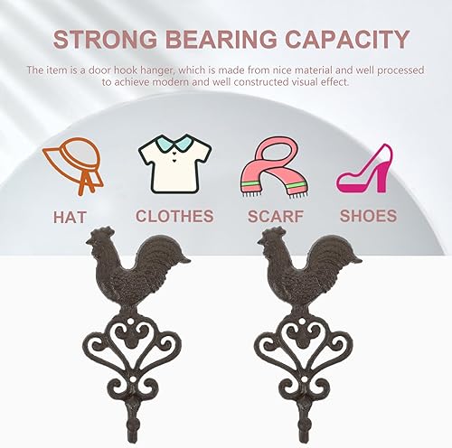 Miniatura 4 de Cabilock Gancho de pared de pollo retro de hierro fundido vintage para abrigos de cocina, llaves, toallas, 3 x 1.5 pulgadas