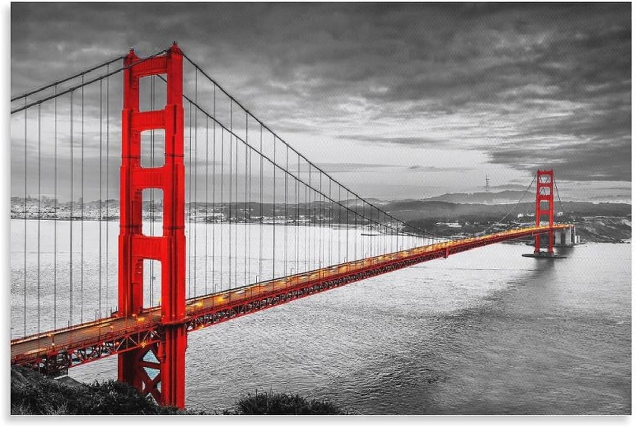 Black And White Golden Gate Bridge Wall Art