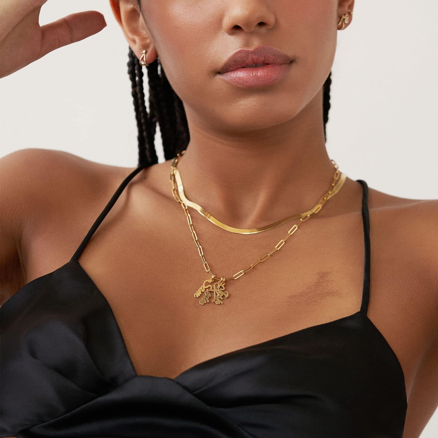 OAK & LUNA - Personalized Link Chain Name Necklace With Custom Pendant in Sterling Silver, Gold & Rose Vermeil - Precious Dainty Gift For Her, Women For Christmas, Mother's Day, Birthday