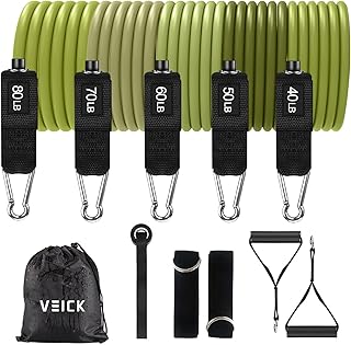 VEICK Bandas de resistência para malhar, faixas de exercício, faixas de treino, faixas de assistência para puxar para cima, conjunto de faixas elásticas longas e pesadas para homens e mulheres,