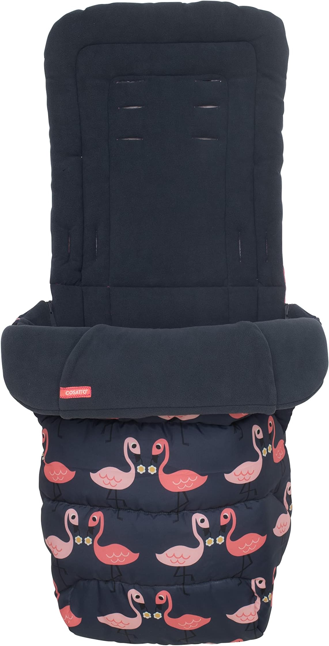 CosattoUniversal Footmuff โ Cosy Toes, All Season Luxury Quilted Pram, Pushchair, Stroller Liner, Washable, with Kangaroo Pouch for Hands (Pretty Flamingo)