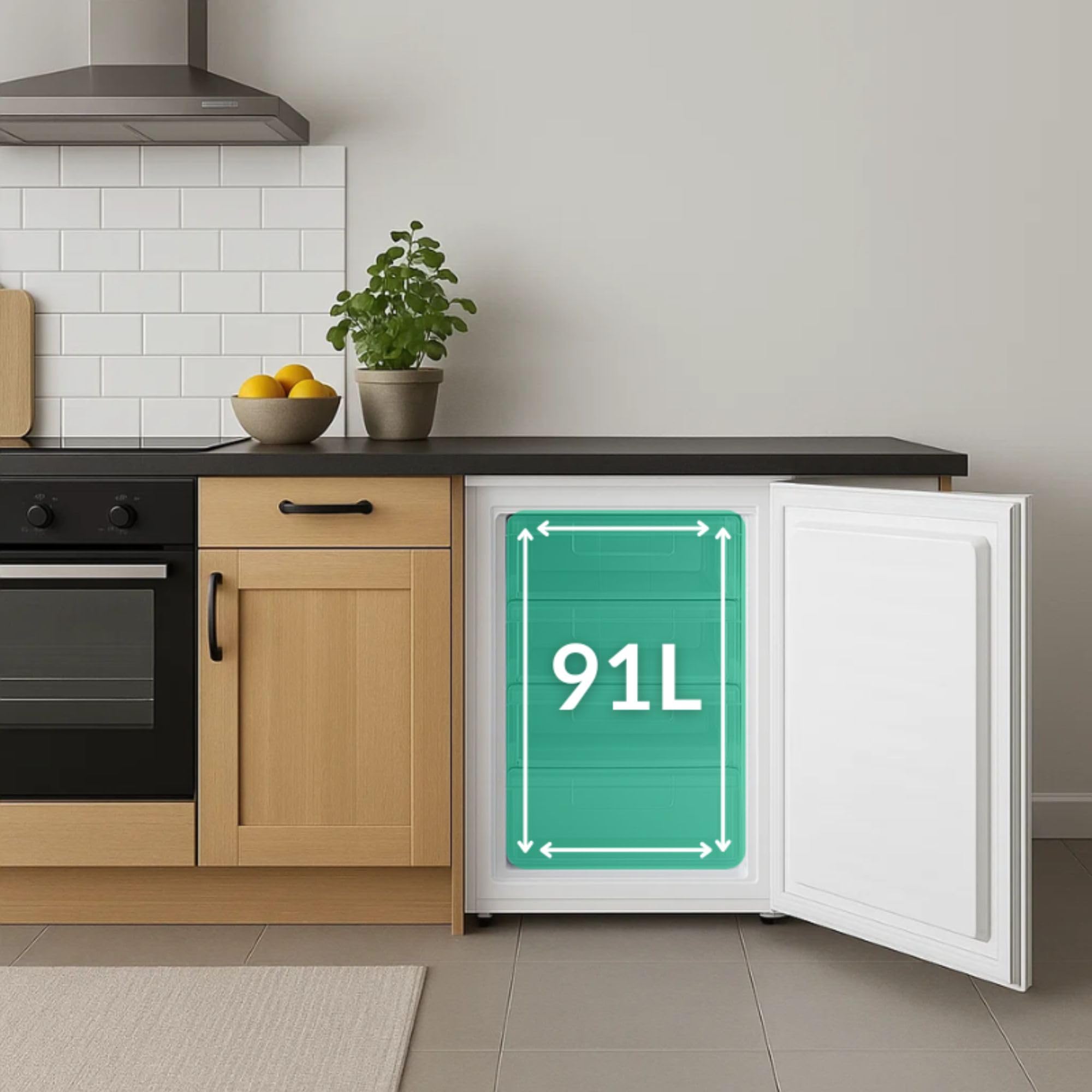 Under Counter Freezer - 91L Freezer, 85CM Height, 55CM Width, Quiet 40 dB Operation, Freestanding Design, White, Ideal For Smaller Homes & Apartments - RF01UCFR91W01 — view 6