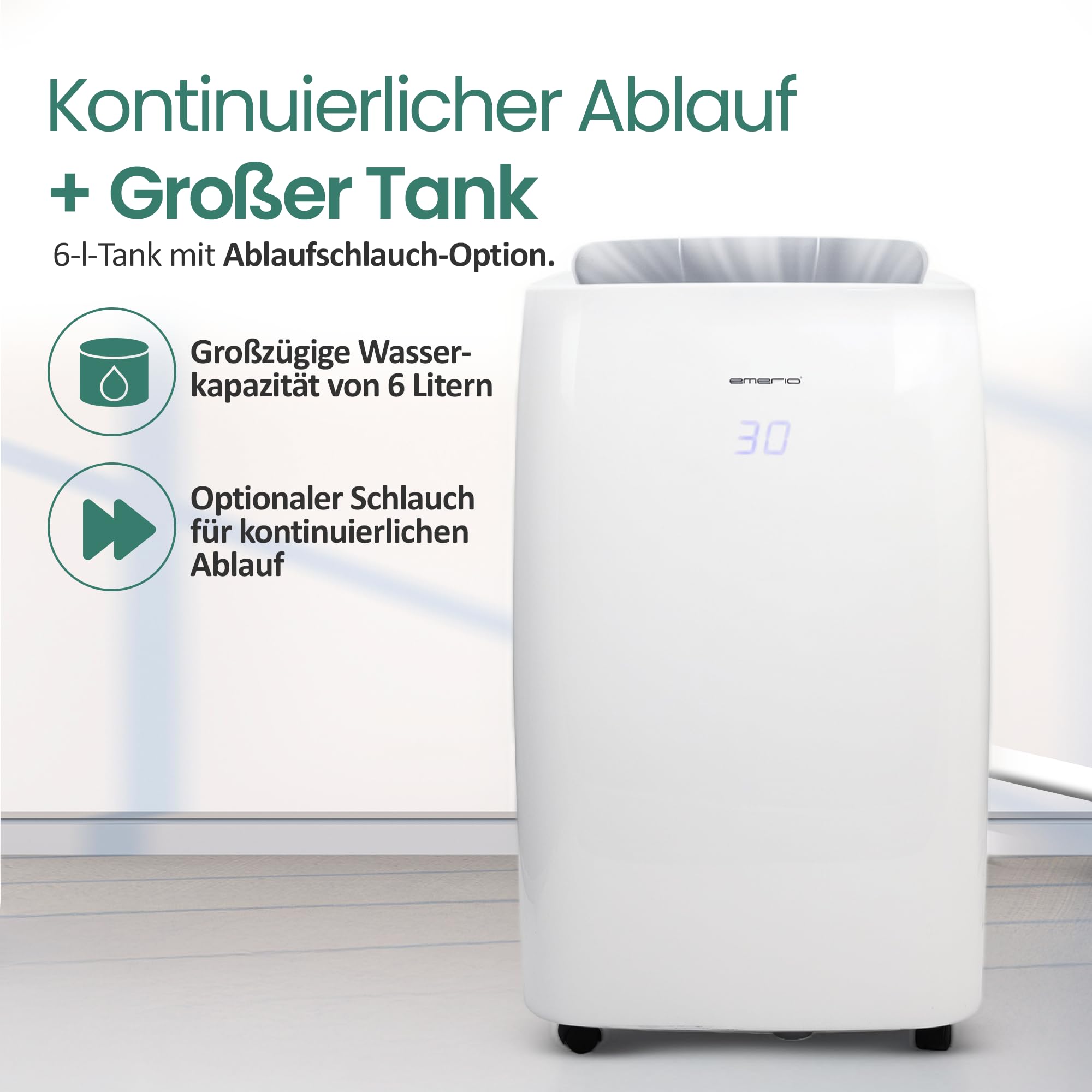 EMERIO DH-122844 – 40m2 – 20L/dag – 45 dB – Luchtontvochtiger Wit
