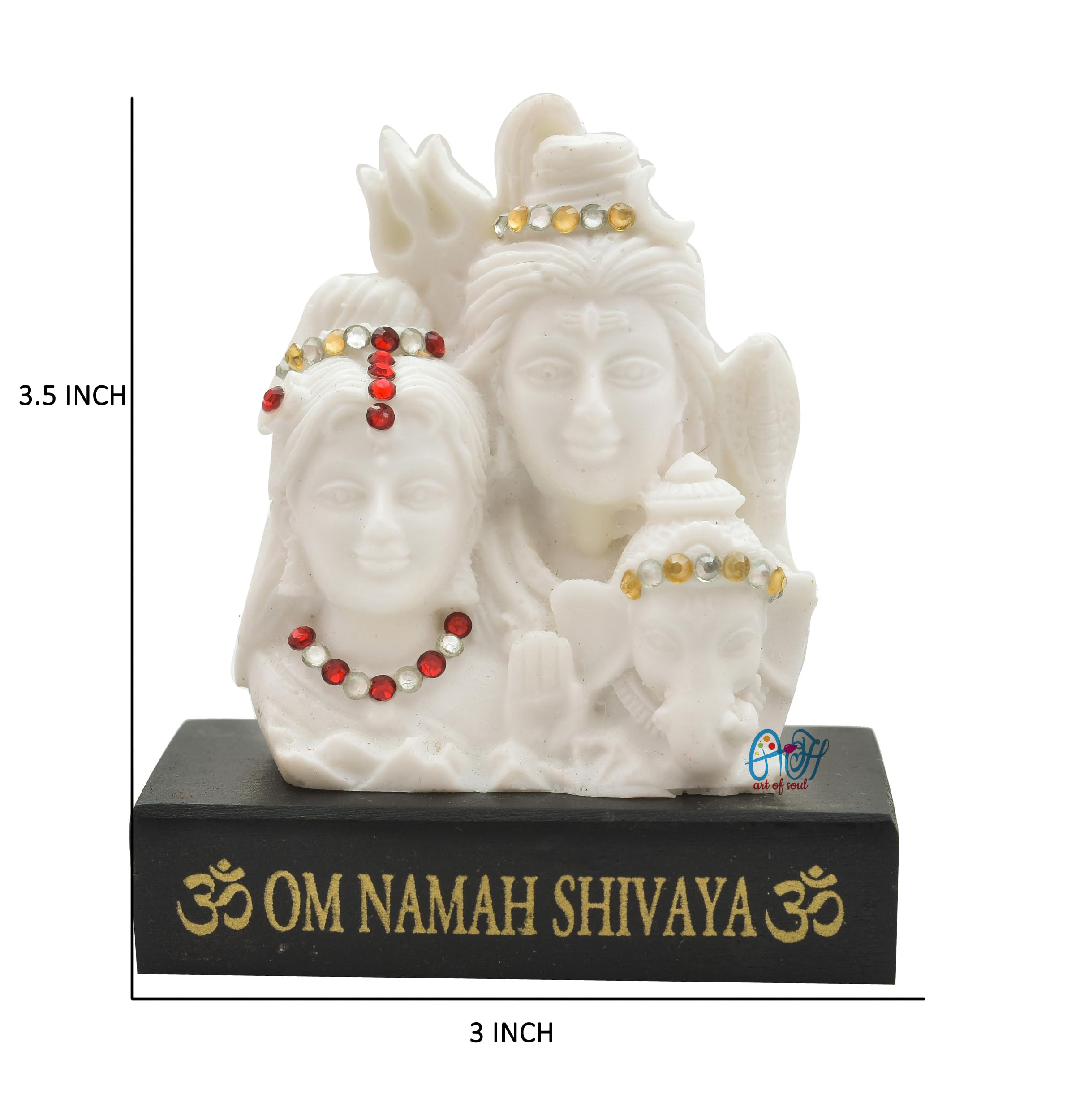 Archna Handicraft Polyresin White Shiv Parivar with Stand for Car Dashboard Home Decor Gifting Diwali Birthday Festivals 3.5 x 3 Inches(120 gm), Religious - Image 4 thumbnail