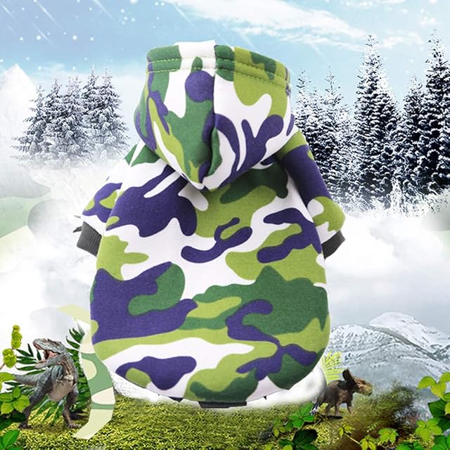 Abcsea 1 Pieza Color de Camuflaje Sudaderas con Capucha para Perros, Ropa para Perros, Ropa para Mascotas