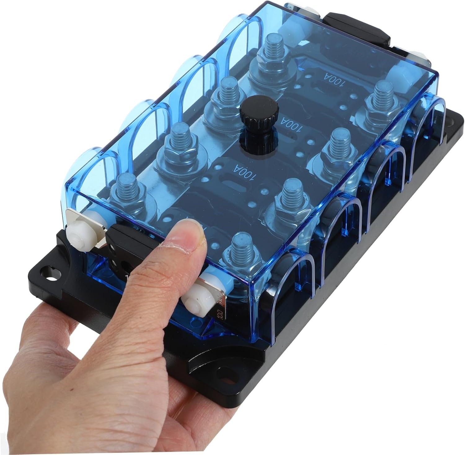ERINGOGO Automotive Fuse Holder Block Four Circuit Connections Easy Installation for Cars and Motorcycles Includes Two Spare Fuses for Reliable Electrical Protection