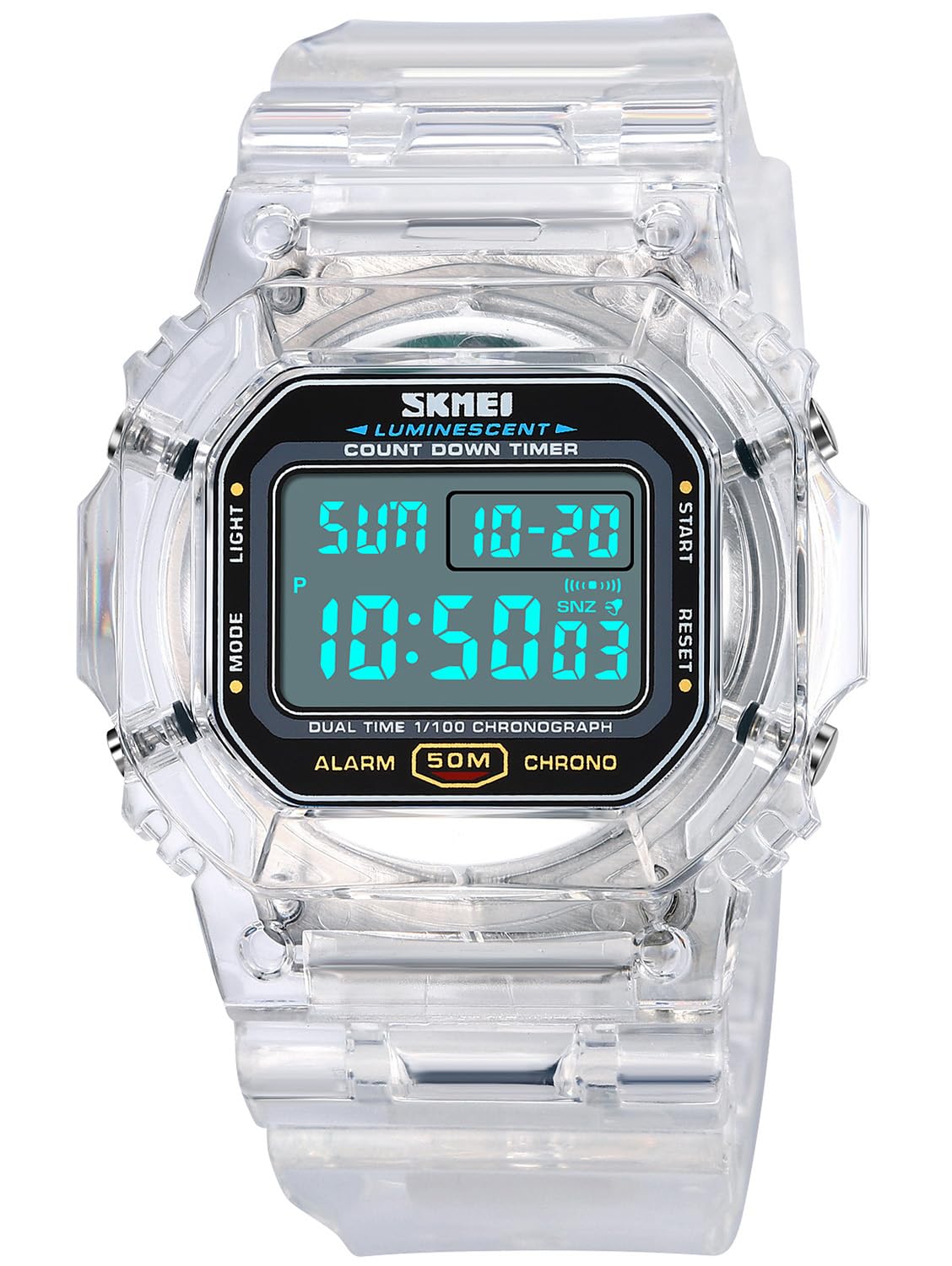 Women Outdoor Sports Swim Watches Digital Multi-Function Alarm Stopwatch Countdown Backlight Girls Waterproof Watch White, white, Outdoor-image-47