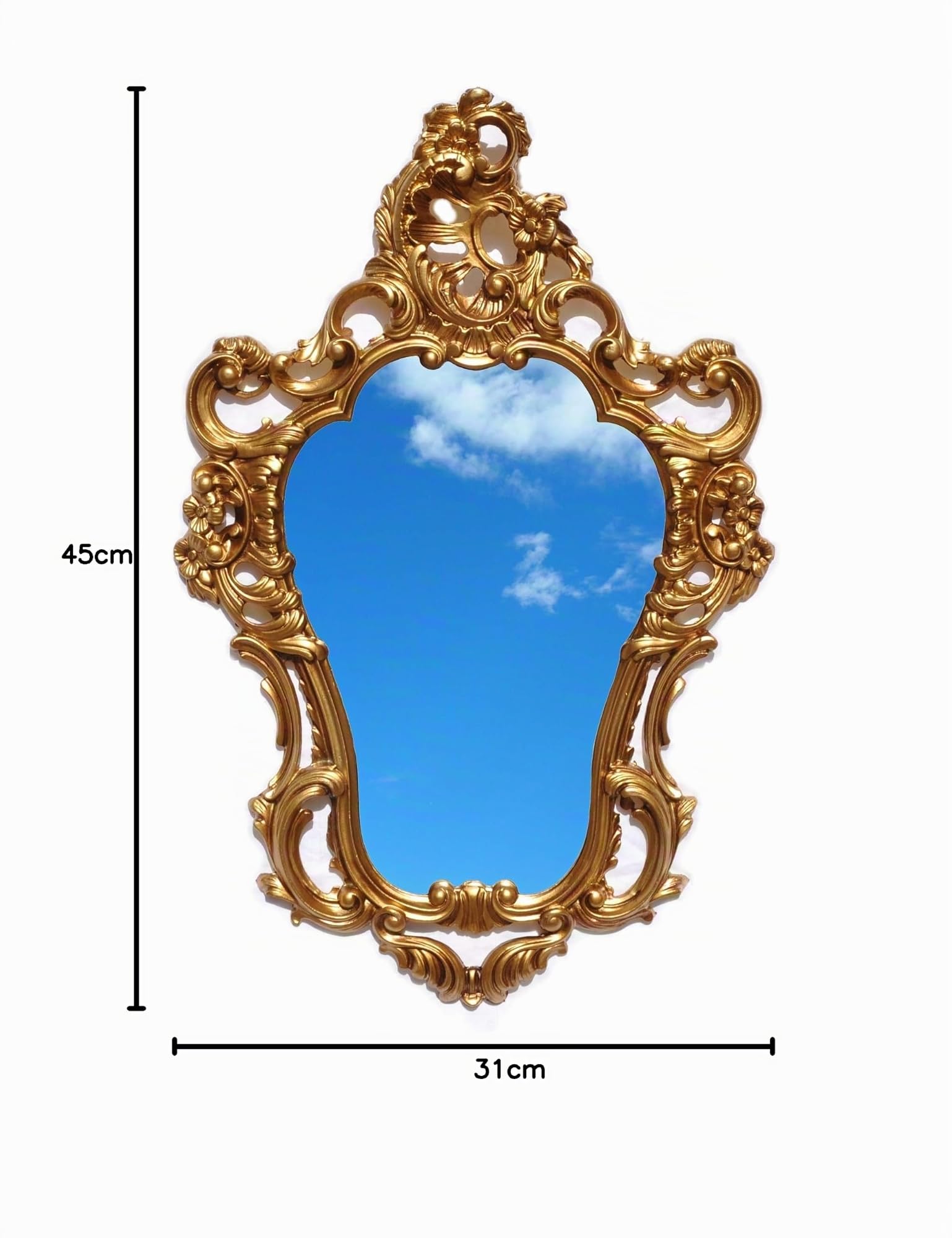 Espejo de pared de estilo barroco, color dorado antiguo, 50 x 76 cm, espejo ovalado