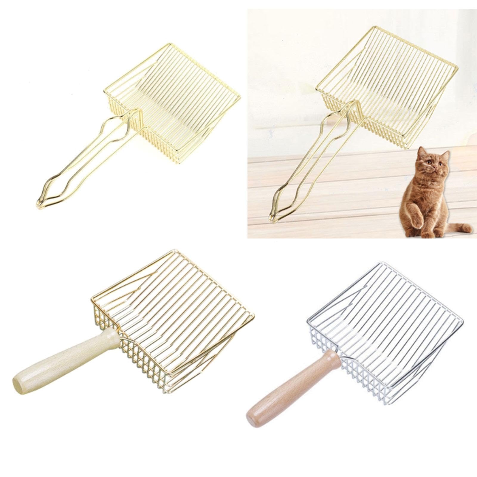 PETOCAT Edelstahl-Katzentoiletten-Schaufel Mit Halter – 2-in-1, 42,4 Cm Langer Griff, Robust, Für Schnelles Sieben