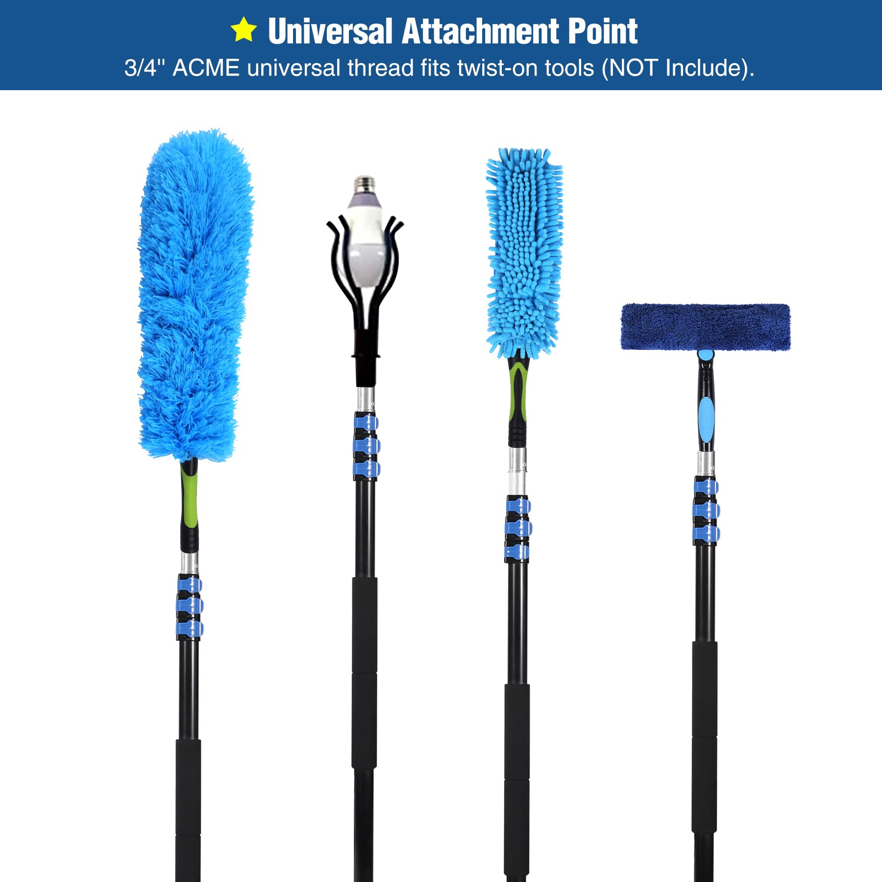 Barra de extensión multiusos, rodillo de pintura duradero y de aluminio, 5,2 m | Mango antideslizante, poste telescópico ligero para limpieza de ventanas de techos altos, canalón extensible (solo poste)