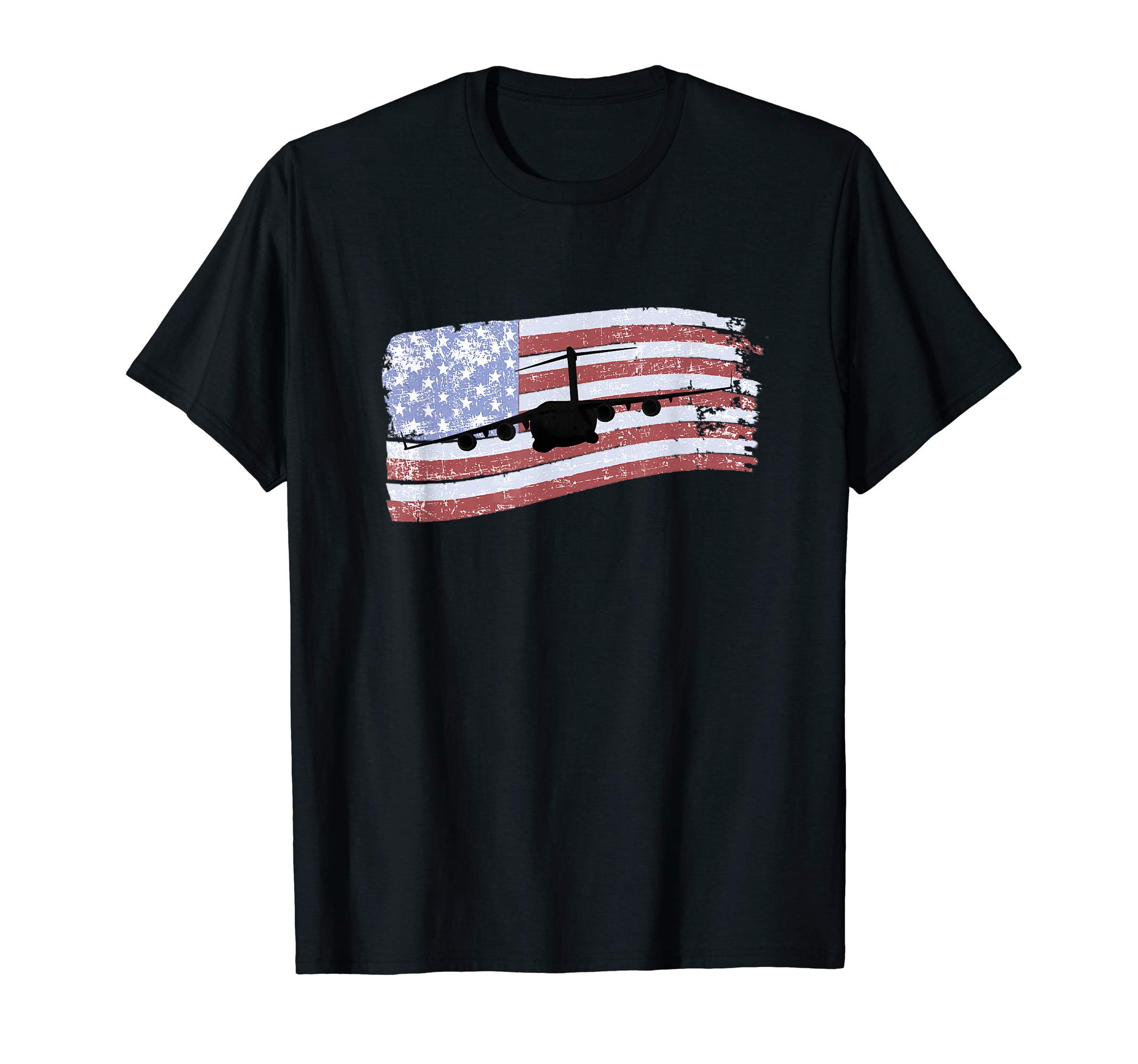 C-17 Globemaster plane Distressed US Flag T-Shirt