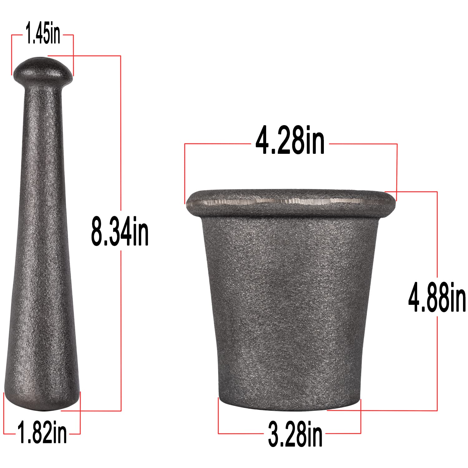 Molinillo triturador de mineral de roca de mortero y pilón, tamaño grande, 3,5 kg