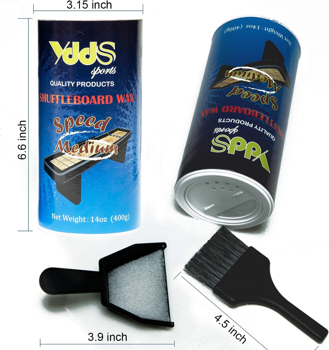 14oz x 2 Cans Shuffleboard Wax Powder with Mini Brush and Dustpan
