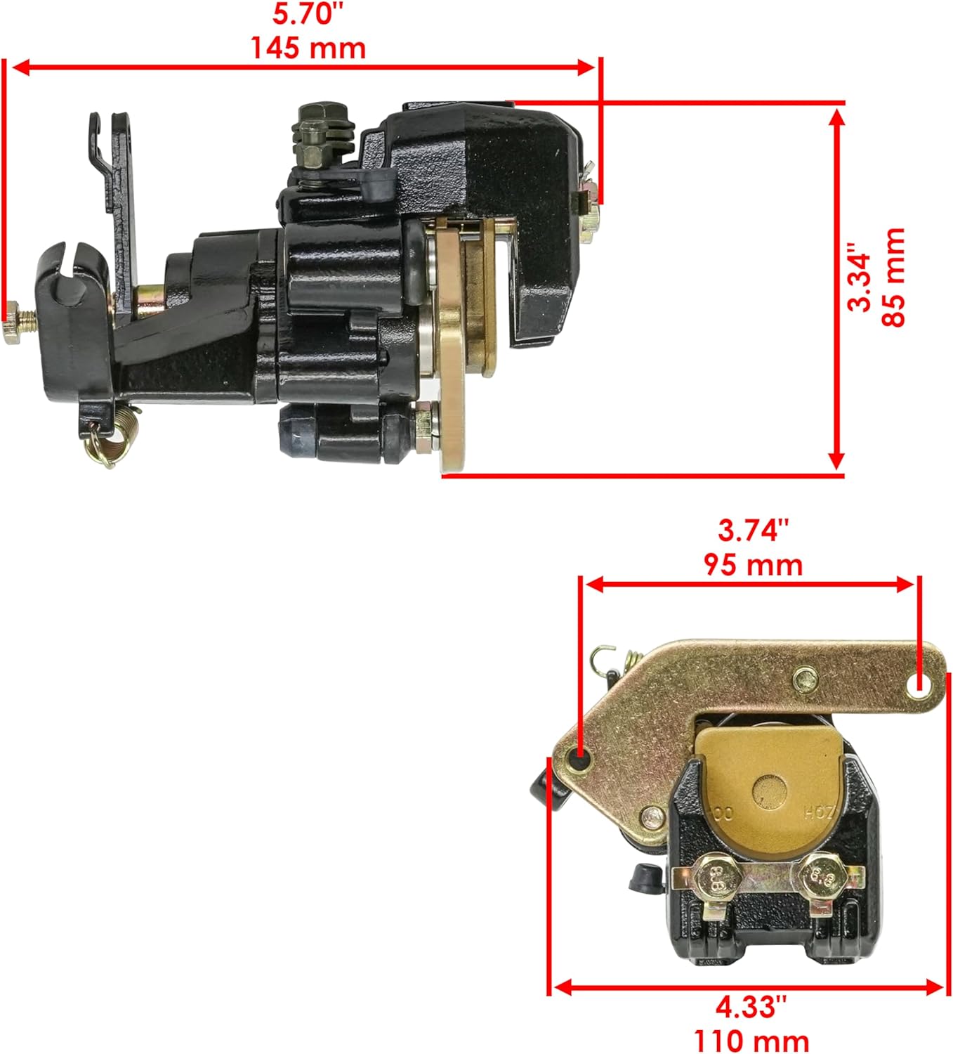 Caltric Rear Caliper with Pads and Brake Disc Compatible with Yamaha Blaster 200 YFS200 2003 2004 2005 2006
