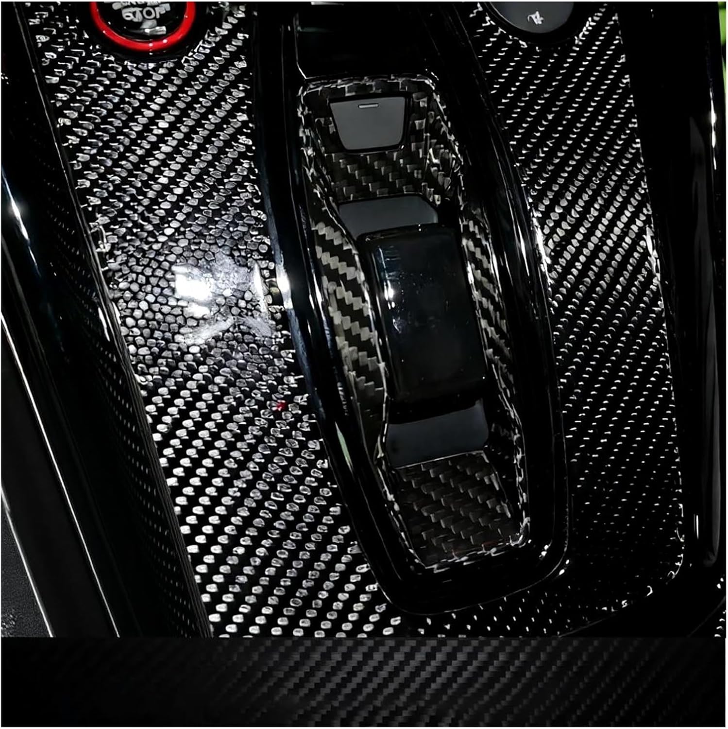Real Hard Carbon Fiber Gear Shift Inner Frame Trim Compatible for Audi A3 A5 A6 Q4 Q5 Q6 SQ5 SQ6 RS3 2024 2025 Black Accessories​ Cover​