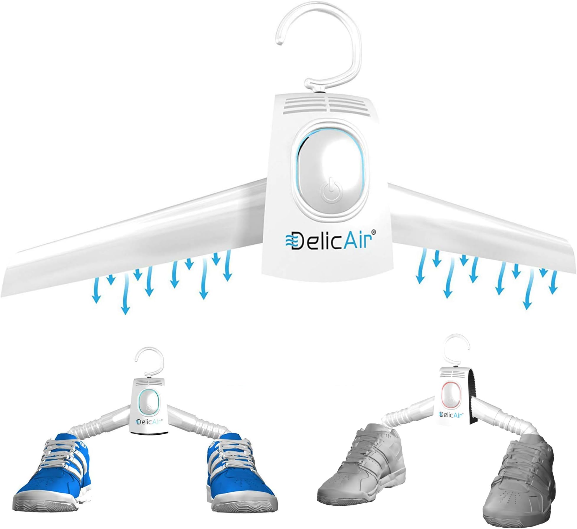 DelicAir Portable Dryer, Clothes Hanger And Shoe Dryer With HOT AND COLD Drying Technology SAFELY Dry, Refresh, Eliminate Wrinkles And Odor, Gentle, Quiet, Easy To Use, Perfect For Travel!