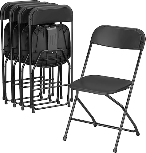 Miniatura 8 de Allpop Paquete de 5 sillas plegables de plástico capacidad de 300 libras silla comercial portátil con marco de acero para el hogar oficina boda