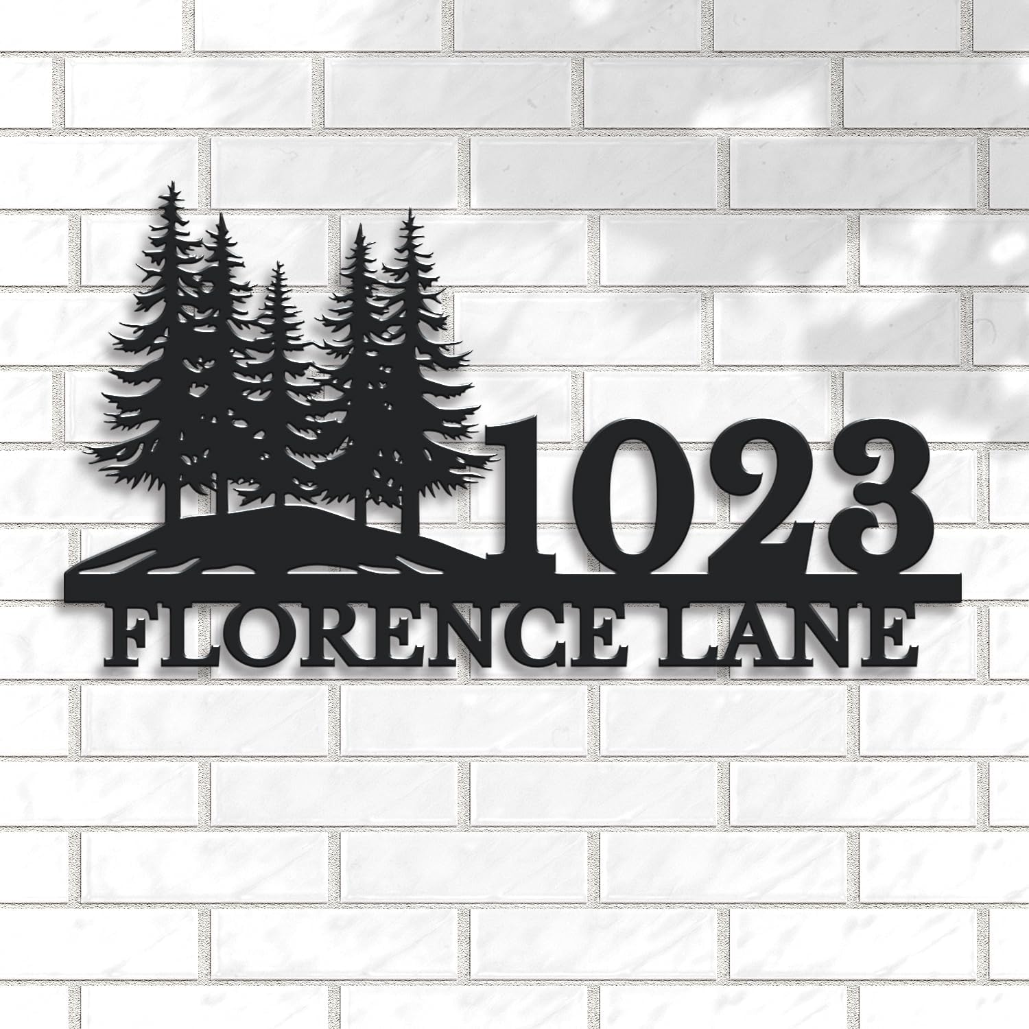 Personalized Pine Tree Address Sign, Custom House Number Plaque, Rustic Cabin Decor, Outdoor Lodge Style Numbers, Nature Lover Gift, Farmhouse Mailbox Sign (Style-1)