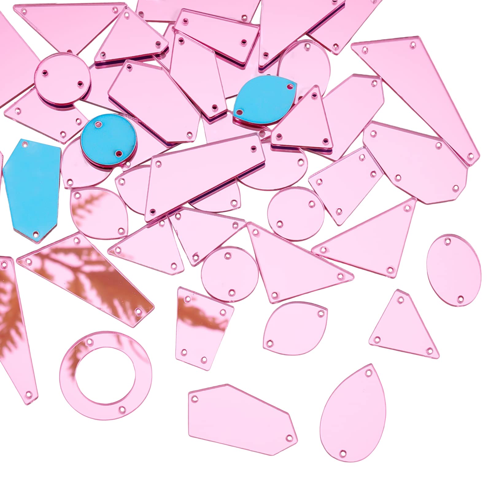AHANDMAKER 50Pcs Sew On Mirror Rhinestones, Mixed Shaped Sew on Irregular Mirror Pieces, Acrylic Mirror Loose Beads, Sew on Stone for Costume Evening Dresses Cloth Garment Decoration