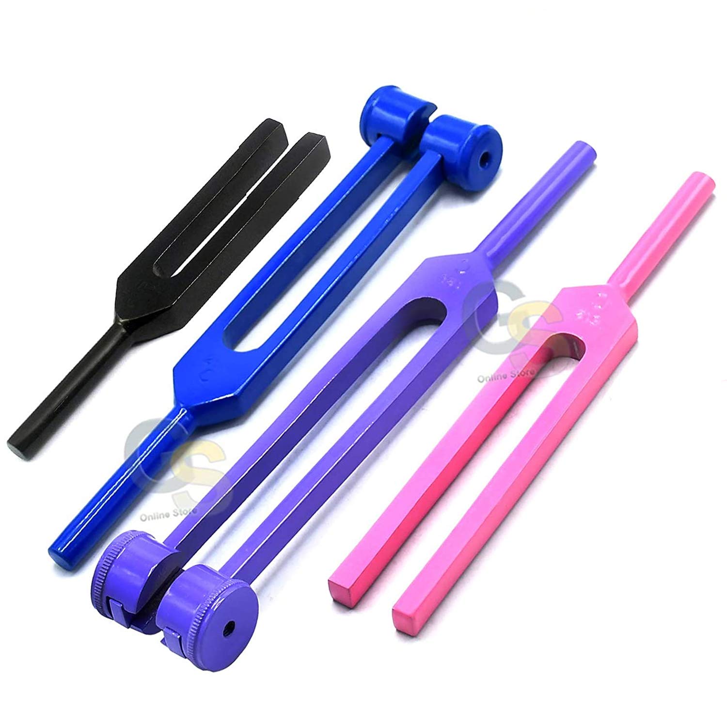 Portable 4 Pcs Standard Musical Violin Tuning Fork Set 128hz 256hz 512 Hz 1024hz (Purple, Pink, Black and Blue) by G.S Online Store