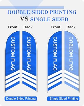 Custom Feather Flag, Polyester Advertising Flags for Outside, Personalized Double Sided Flag Signs, 65.35x29.53in, Waterproof, Multiple Occasions